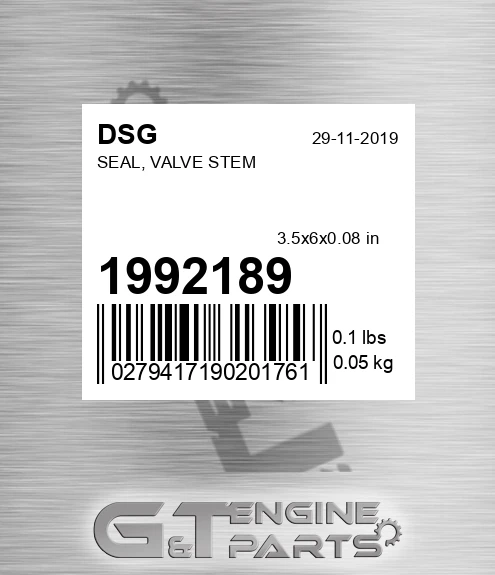 1992189 DSG Seal, Valve Stem