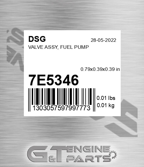 7E5346 Valve Assy, Fuel Pump