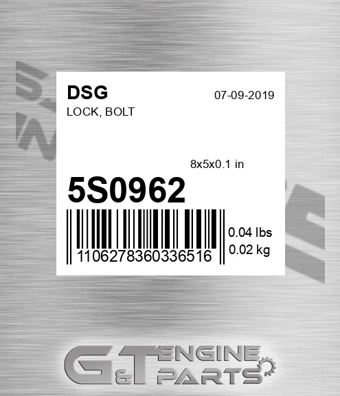 5S0962 Lock, Bolt