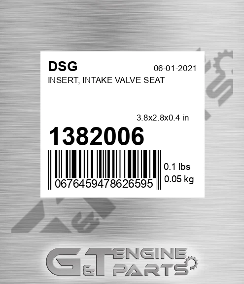 1382006 DSG Insert, Intake Valve Seat