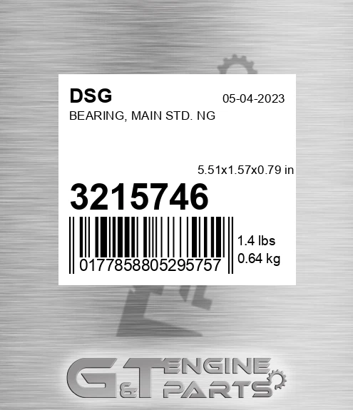 3215746 Bearing, Main Std. Ng