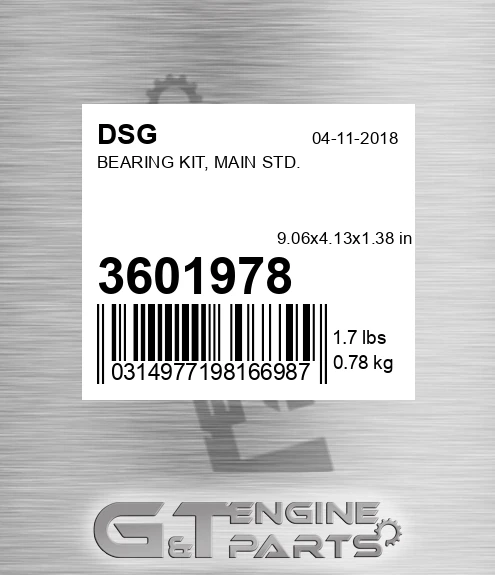 3601978 Bearing Kit, Main Std.