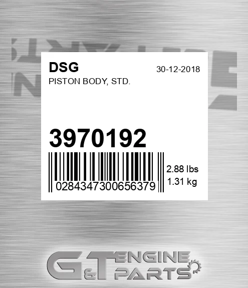3970192 DSG Piston Body, Std.