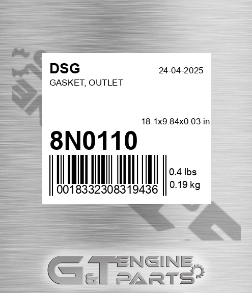 8N0110 Gasket, Outlet