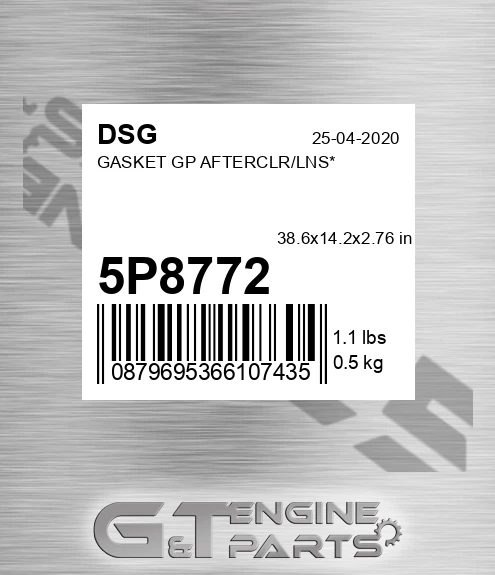 5P8772 Gasket Gp Afterclr/lns*