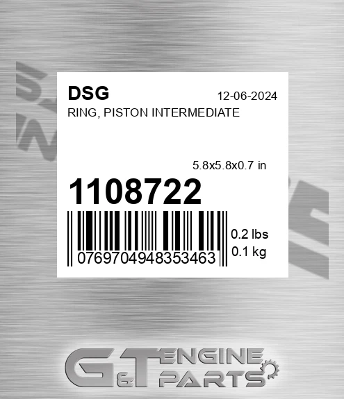 1108722 DSG Ring, Piston Intermediate