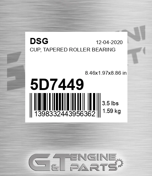 5D7449 DSG Cup, Tapered Roller Bearing