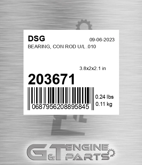 203671 Bearing, Con Rod U/l .010