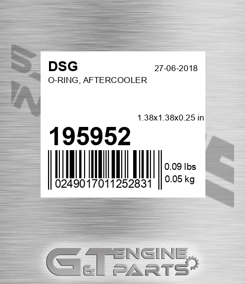 195952 DSG O-ring, Aftercooler