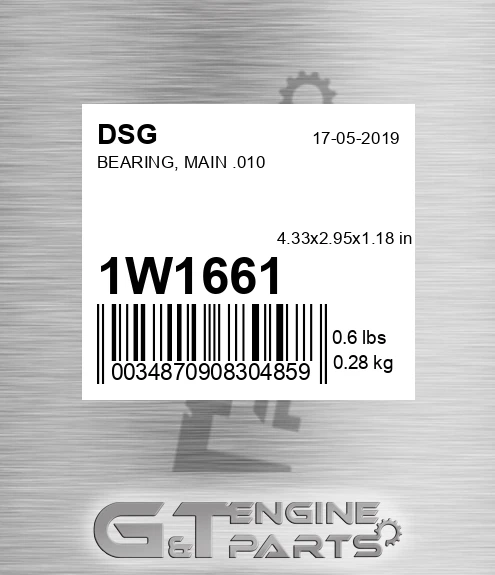 1W1661 Bearing, Main .010