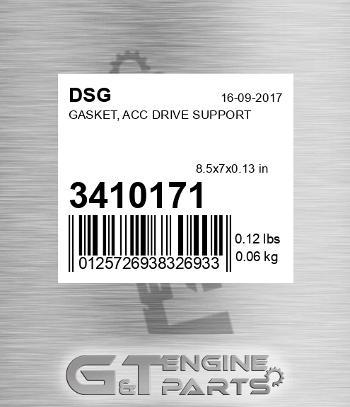 3410171 DSG Gasket, Acc Drive Support