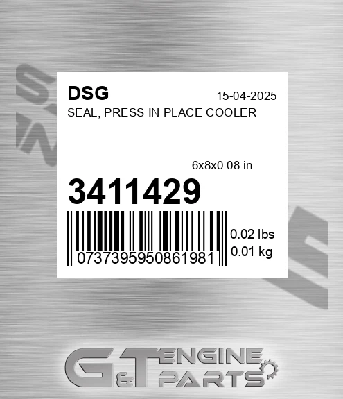 3411429 DSG Seal, Press In Place Cooler