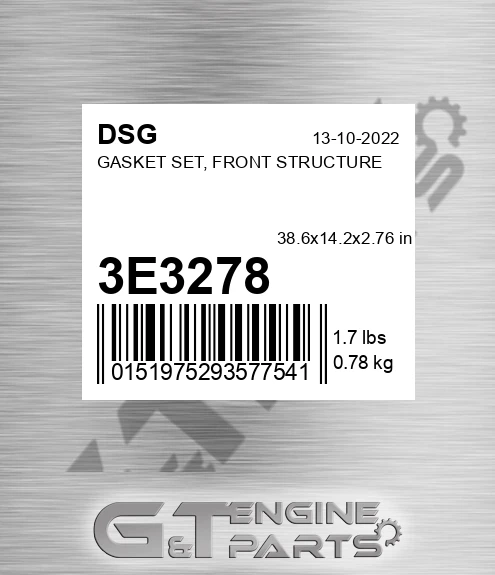 3E3278 Gasket Set, Front Structure