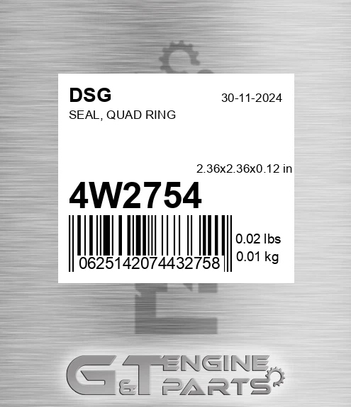 4W2754 Seal, Quad Ring