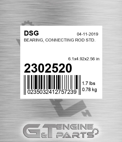 2302520 DSG Bearing, Connecting Rod Std.