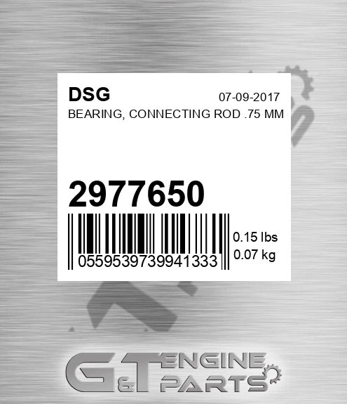 2977650 Bearing, Connecting Rod .75 Mm