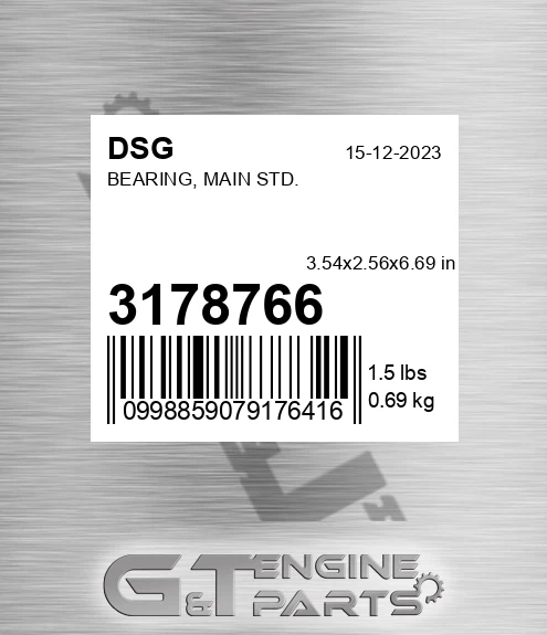 3178766 Bearing, Main Std.