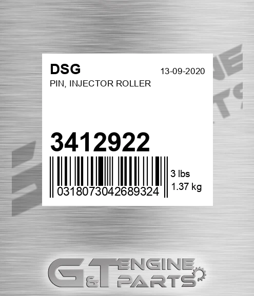 3412922 DSG Pin, Injector Roller