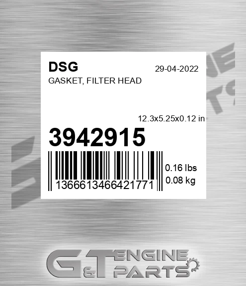 3942915 Gasket, Filter Head