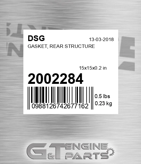 2002284 Gasket, Rear Structure