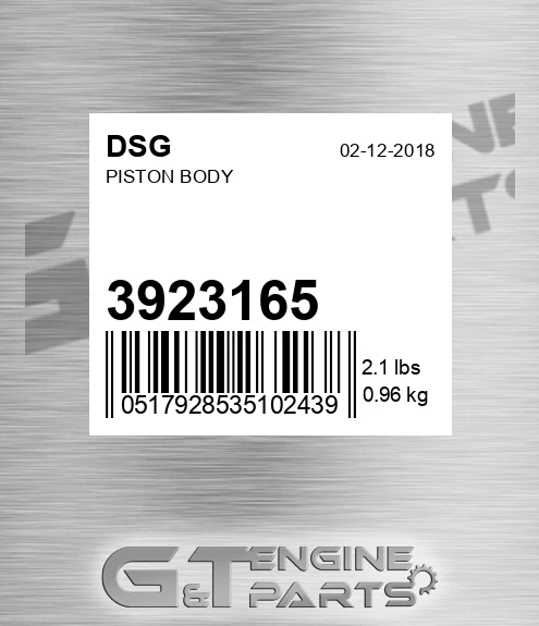 3923165 Piston Body