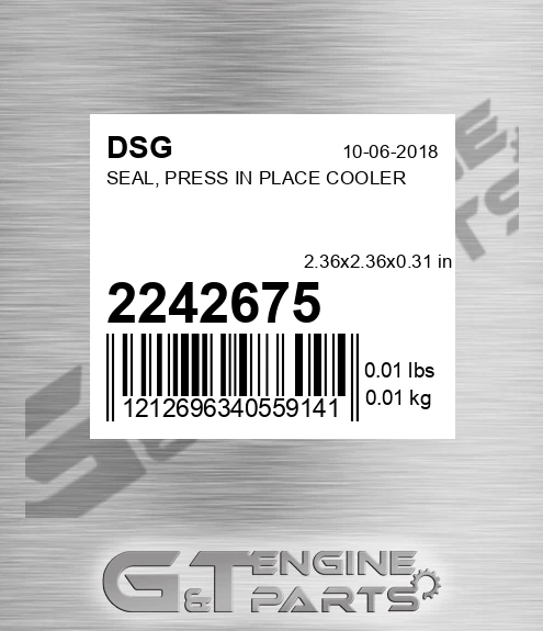 2242675 DSG Seal, Press In Place Cooler