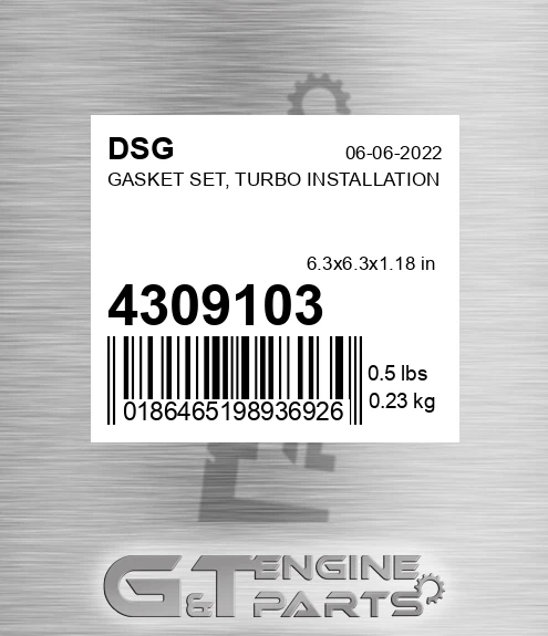 4309103 Gasket Set, Turbo Installation