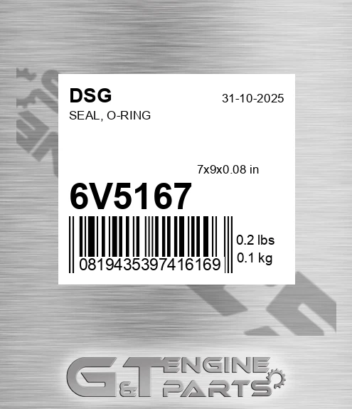 6V5167 Seal, O-ring