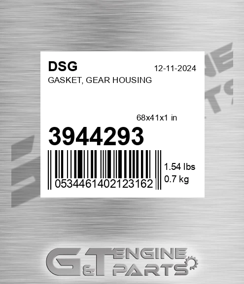3944293 Gasket, Gear Housing