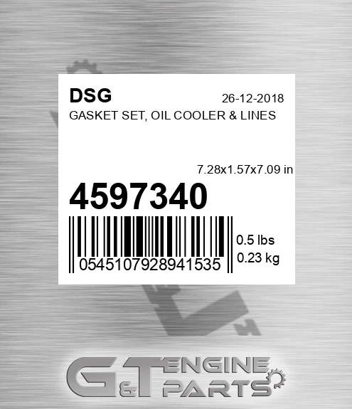 4597340 Gasket Set, Oil Cooler & Lines