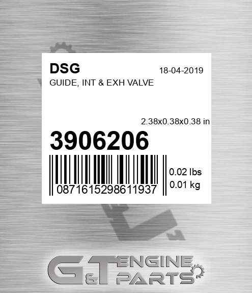 3906206 DSG Guide, Int & Exh Valve