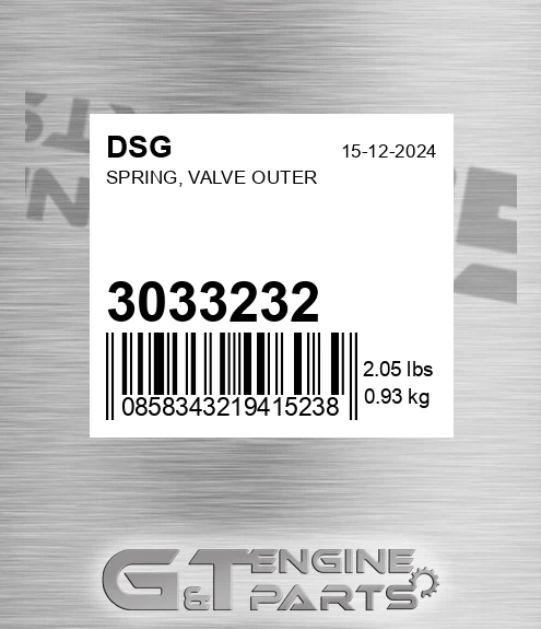 3033232 Spring, Valve Outer