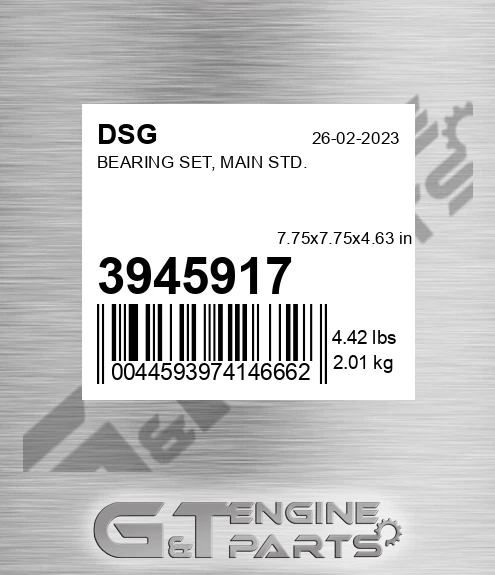 3945917 Bearing Set, Main Std.