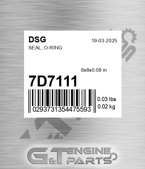 7D7111 Seal, O-ring