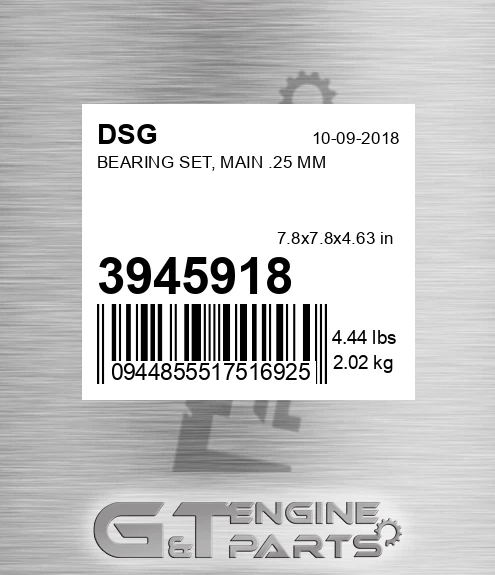 3945918 Bearing Set, Main .25 Mm