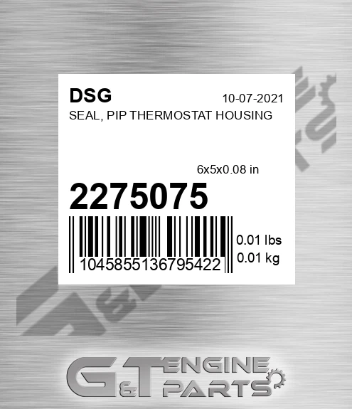 2275075 Seal, Pip Thermostat Housing