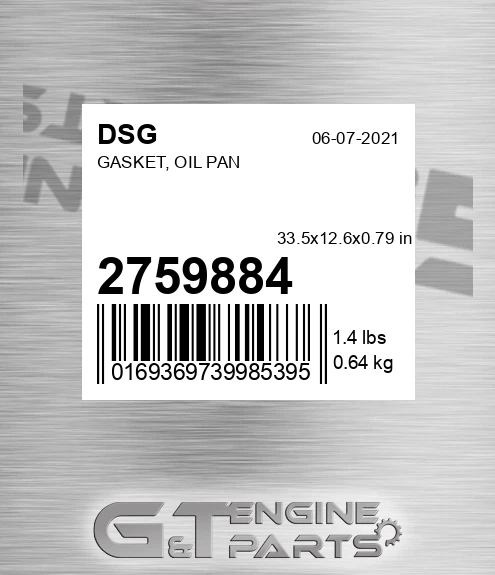 2759884 Gasket, Oil Pan