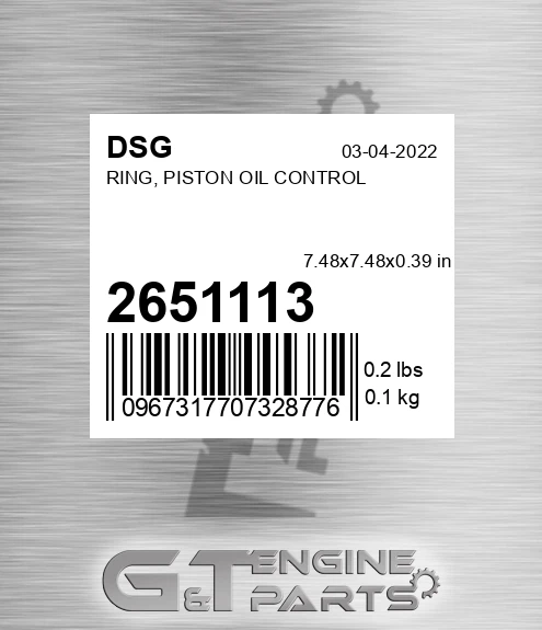 2651113 Ring, Piston Oil Control