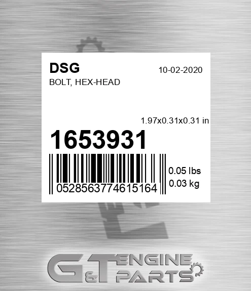 1653931 Bolt, Hex-head
