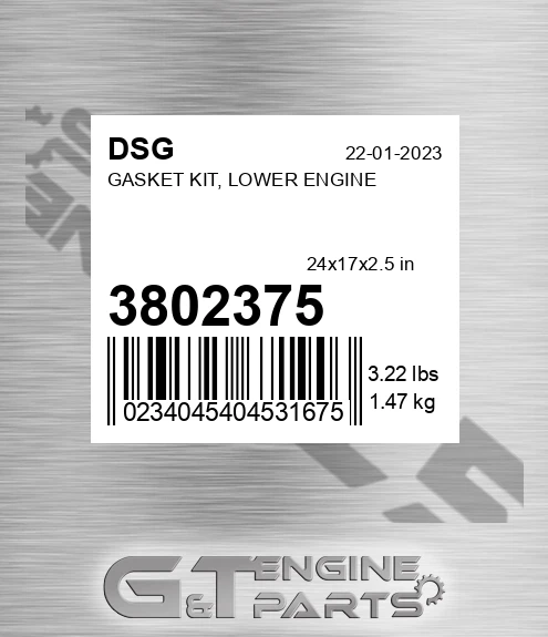 3802375 Gasket Kit, Lower Engine