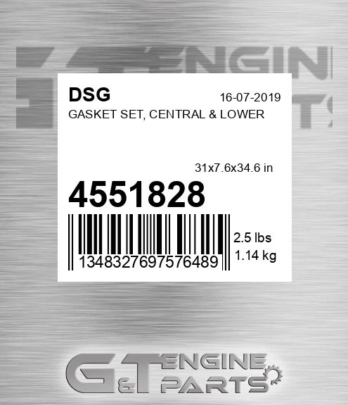 4551828 Gasket Set, Central & Lower