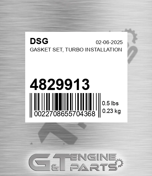 4829913 Gasket Set, Turbo Installation