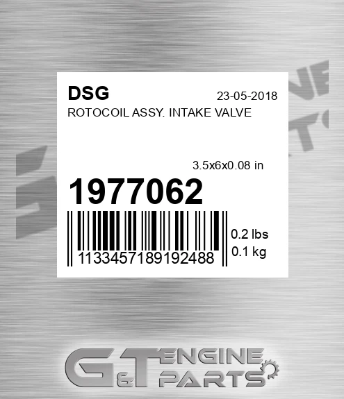 1977062 DSG Rotocoil Assy. Intake Valve