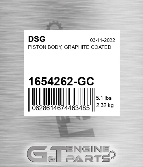 1654262-GC Piston Body, Graphite Coated