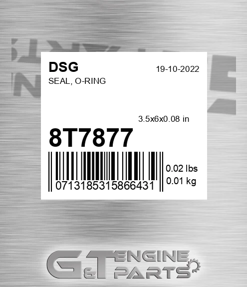 8T7877 Seal, O-ring