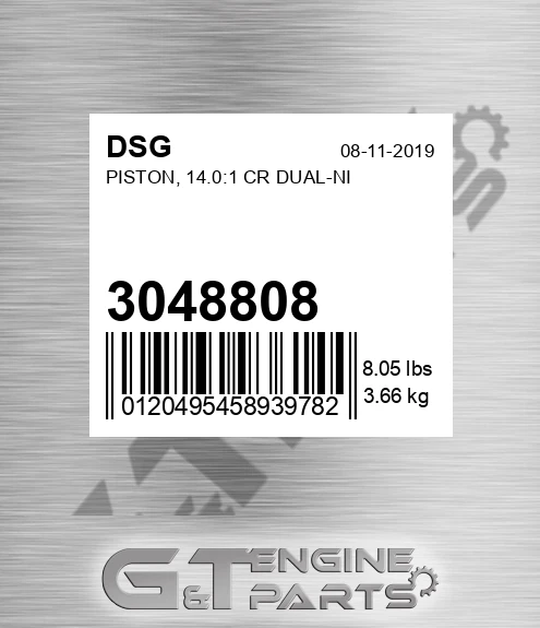 3048808 Piston, 14.0:1 Cr Dual-ni