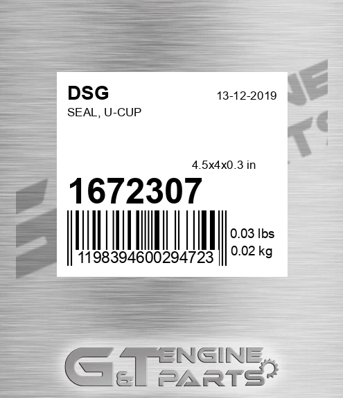 1672307 DSG Seal, U-cup