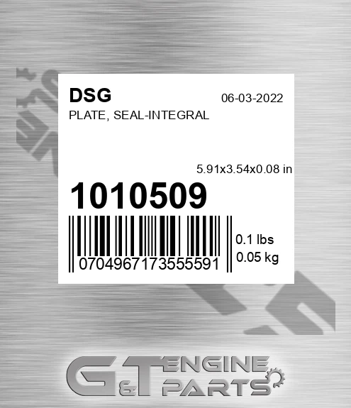 1010509 DSG Plate, Seal-integral