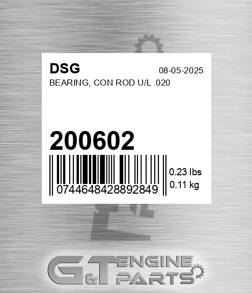 200602 Bearing, Con Rod U/l .020