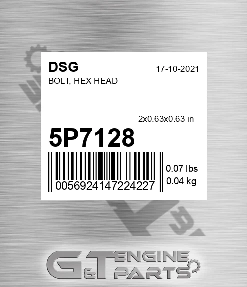 5P7128 Bolt, Hex Head